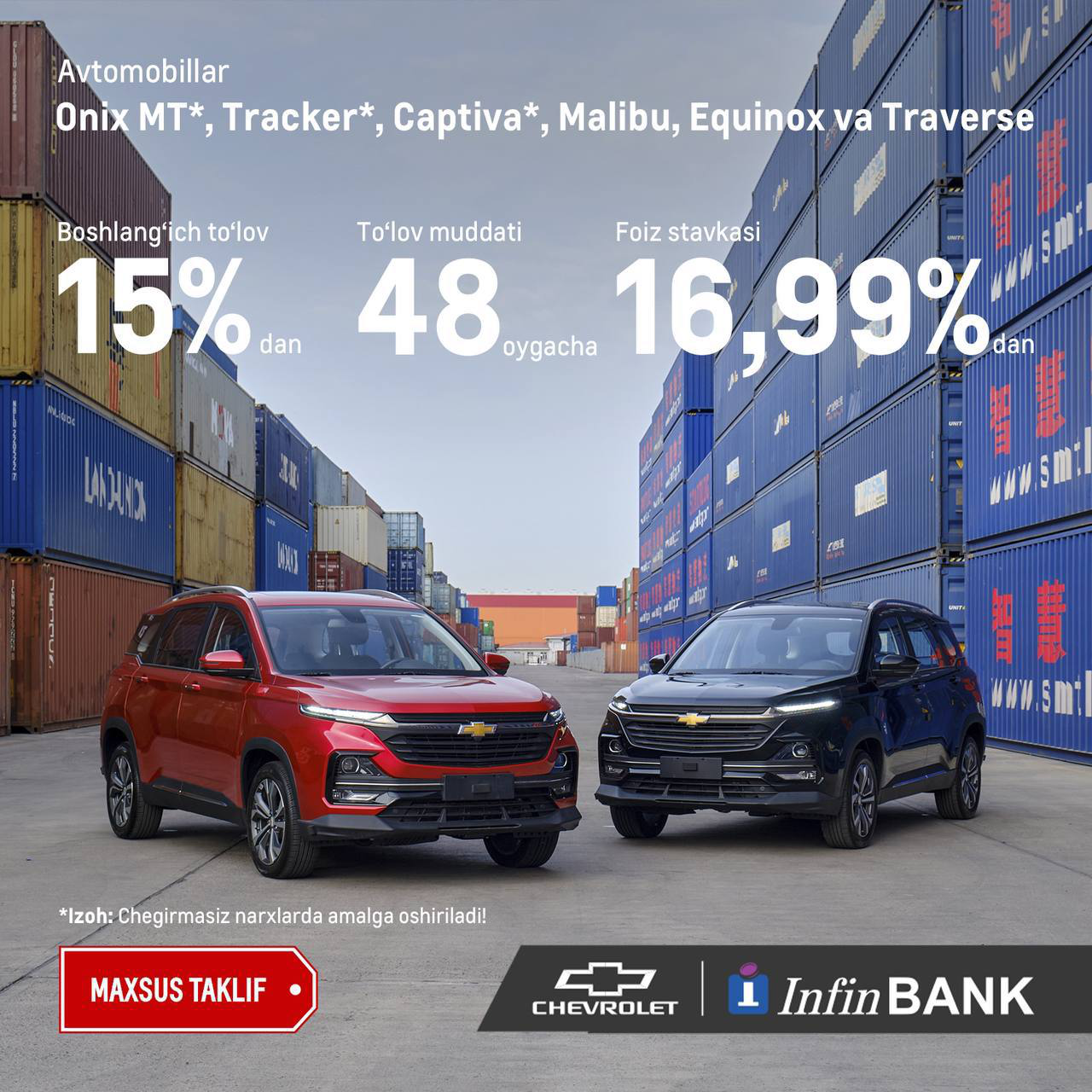 InfinBank orqali Chevrolet avtomobilini xarid qilish endi yanada oson!